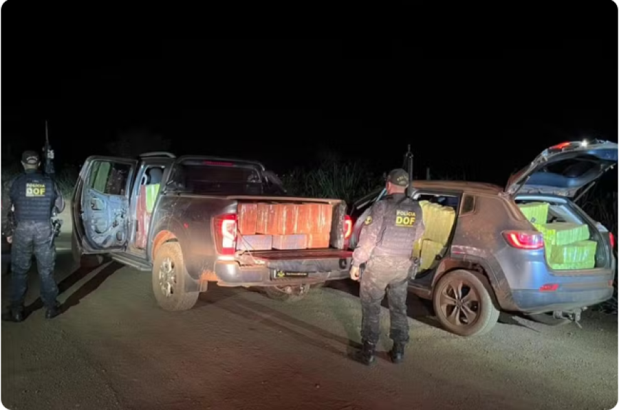 DOF apreende 2,1 toneladas de maconha e recupera dois carros roubados em Rio Brilhante